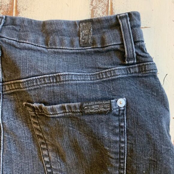 7 For All Mankind Black Distressed Jean Skirt - Picture 5 of 7